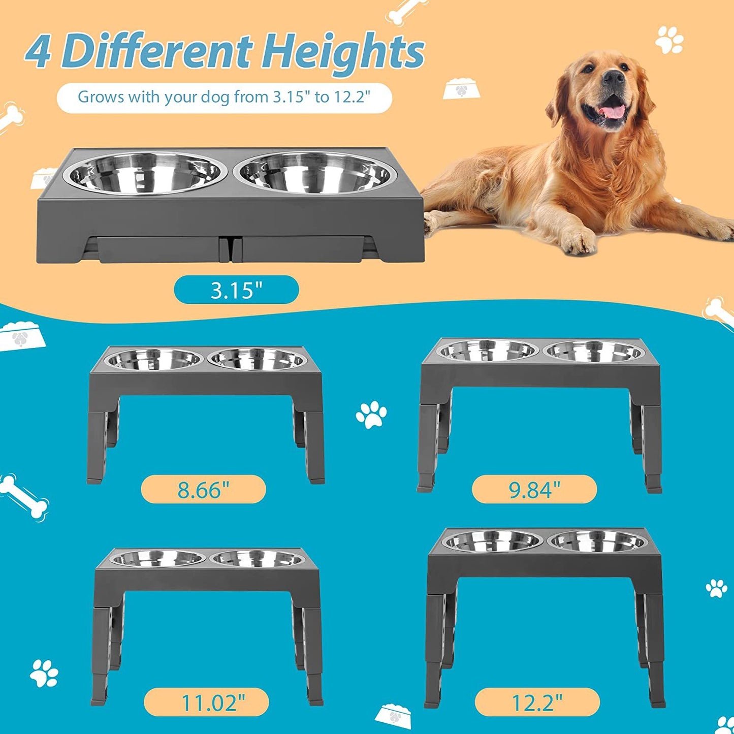 Orthopedic Elevated Slow Feeder | Raised Dog Bowl Station